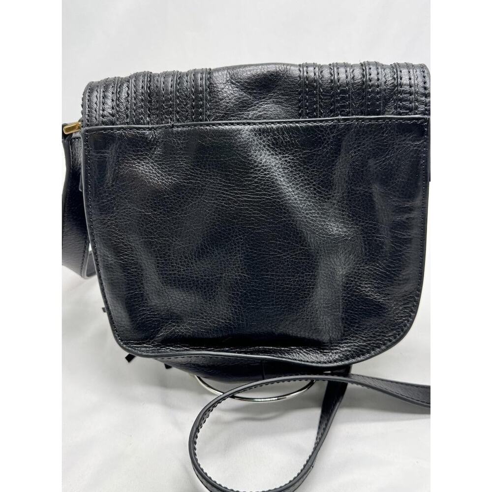 Fossil Crossbody Bag Womens Medium Black Leather Saddle Tassel Flap Purse Boho - Picture 3 of 10